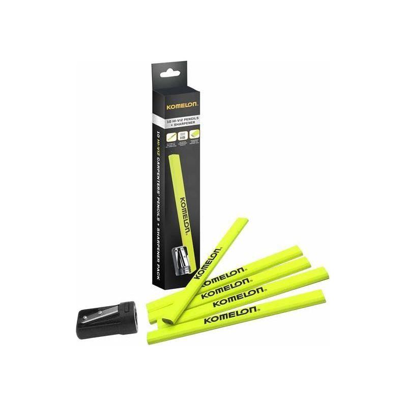 Komelon Carpenters Pencil and Sharpener Set, 10 Piece Komelon - RockBottom Northampton