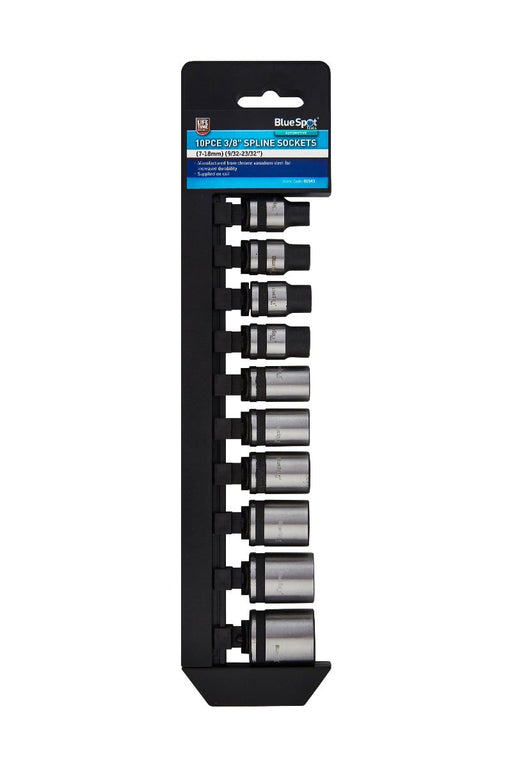 Blue Spot Tools 10 PCE 3/8" Spline Sockets (7-18mm)(9/32-23/32)