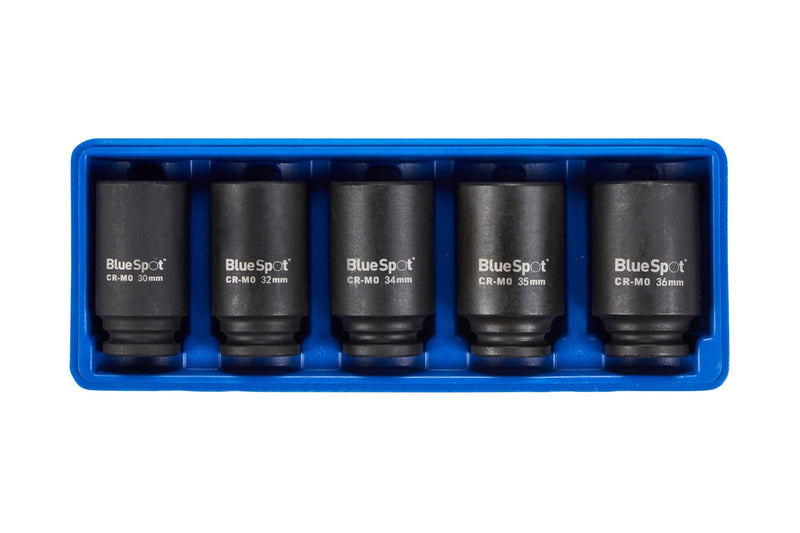 Blue Spot Tools 5 PCE 1/2" Impact Hub Nut Sockets 30-36mm