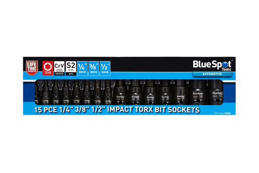 Blue Spot Tools 15 PCE 1/4" 3/8" 1/2" Impact Torx Bit Sockets