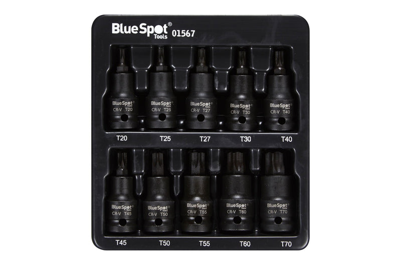Blue Spot Tools 10 PCE 1/2" Impact Torx Bit Sockets (T20-T70)