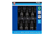 Blue Spot Tools 10 PCE 1/2" Impact Hex Bit Sockets (H4-H19)