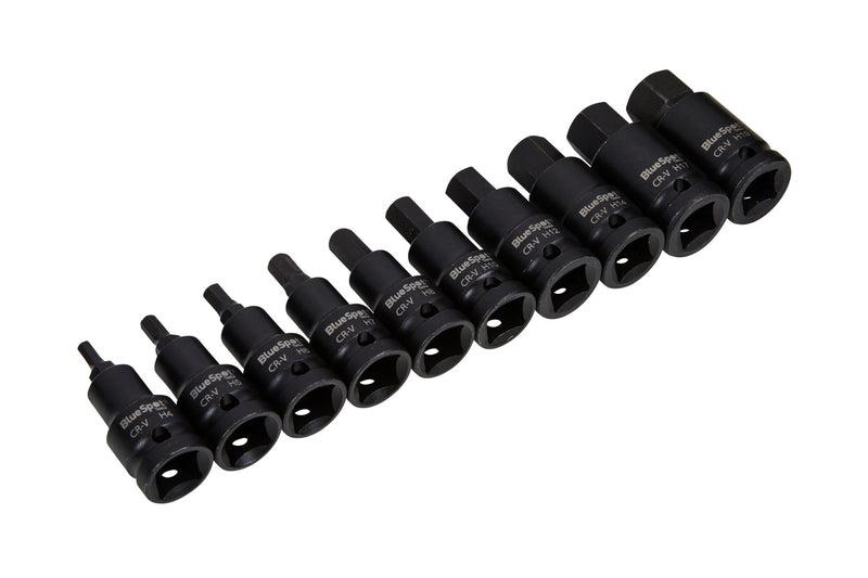 Blue Spot Tools 10 PCE 1/2" Impact Hex Bit Sockets (H4-H19)