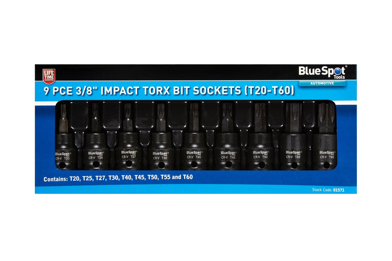 Blue Spot Tools 9 PCE 3/8" Impact Torx Bit Sockets (T20-T60)