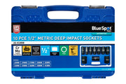 Blue Spot Tools 10 PCE 1/2" Metric Deep Impact Sockets (22mm-41mm)