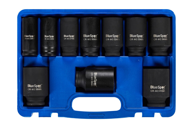 Blue Spot Tools 10 PCE 1/2" Metric Deep Impact Sockets (22mm-41mm)