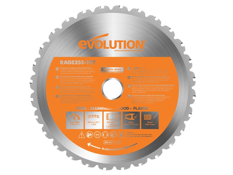 Evolution - Multi-Material Mitre Saw Blade 255 x 25.4mm x 28T