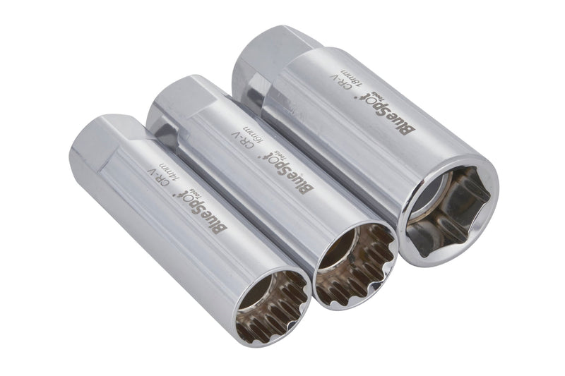 Blue Spot Tools 3 PCE 3/8" Spark Plug Sockets 14-16-18mm