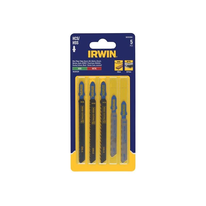 Irwin® HCS/HSS T-Shank Jigsaw Blade Set, 5 Piece IRWIN® - RockBottom Northampton