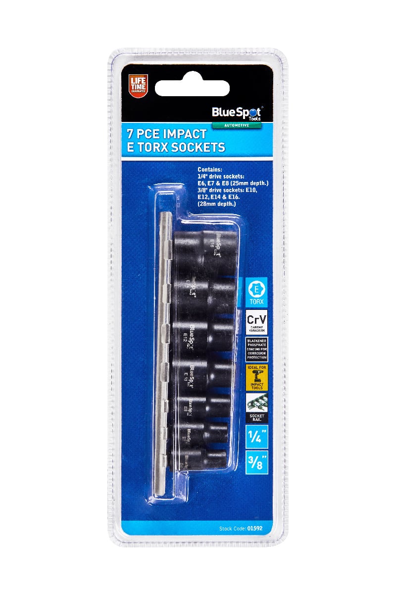 Blue Spot Tools 7 PCE 1/4"-3/8" Impact E Torx Sockets