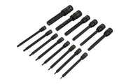 Blue Spot Tools 15 PCE 1/4" 3/8" 1/2" Extra Long Impact Torx Bits