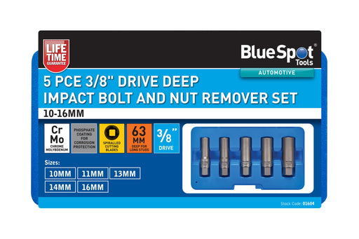 Blue Spot Tools 5 PCE 3/8" Drive Deep Impact Bolt And Nut Remover Set (10-16mm)