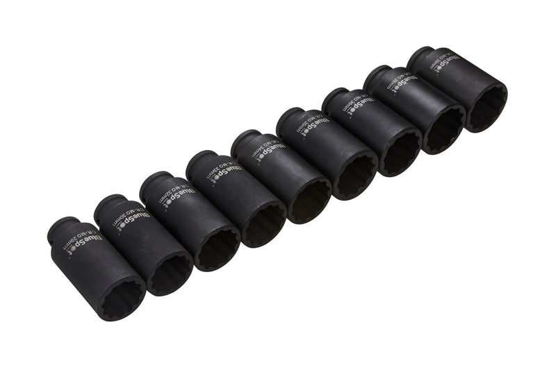 Blue Spot Tools 9 PCE 1/2" Deep Bi Hex Impact Socket 29-39MM
