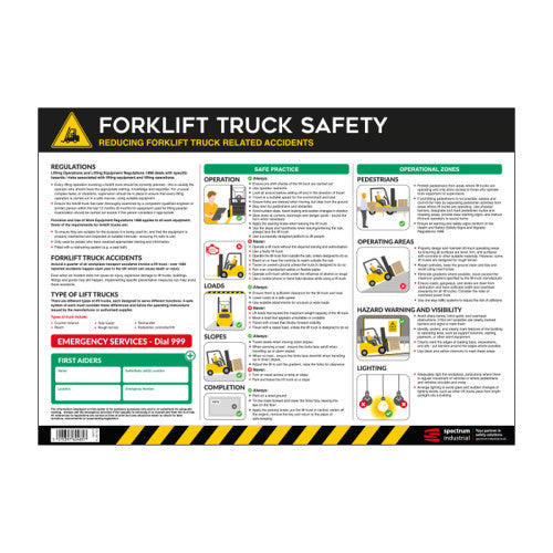 Safety Poster : Forklift Truck Safety : LAM 590 x 420mm - PVC Poster (594 x 420mm)