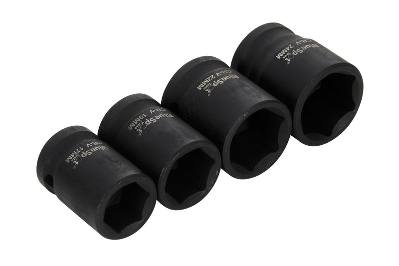 Blue Spot Tools 4 PCE Shallow CRV Impact Sockets 17-24mm