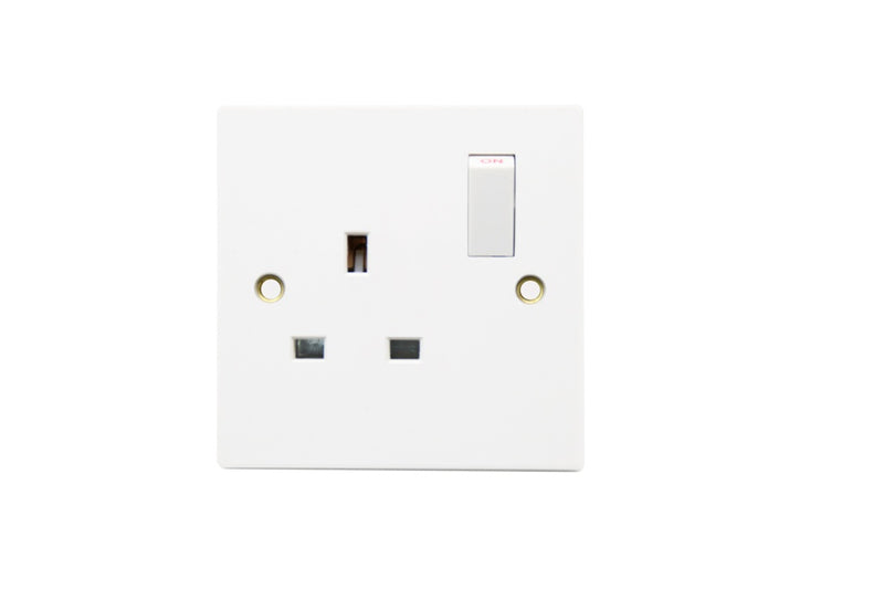 Securlec 1 Gang Switched Socket Double Pole Square Edge