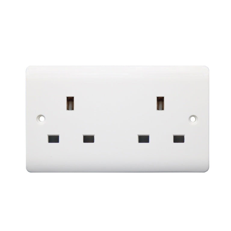 Securlec 2 Gang Unswitched Socket Round Edge