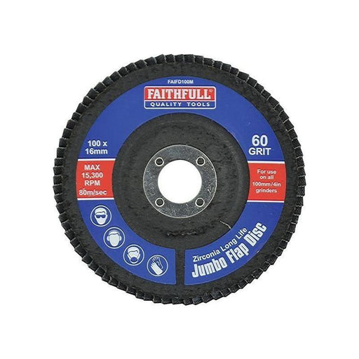 Faithfull Abrasive Jumbo Flap Disc 100mm Medium Faithfull - RockBottom Northampton