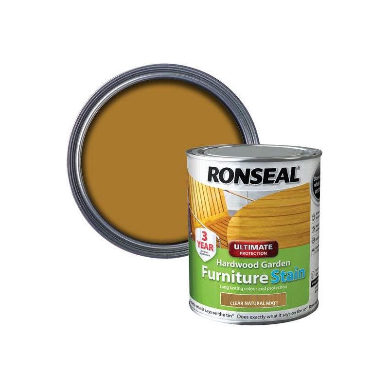 Ronseal Ultimate Protection Hardwood Garden Furniture Stain Natural Matt 750ml Ronseal - RockBottom Nothampton