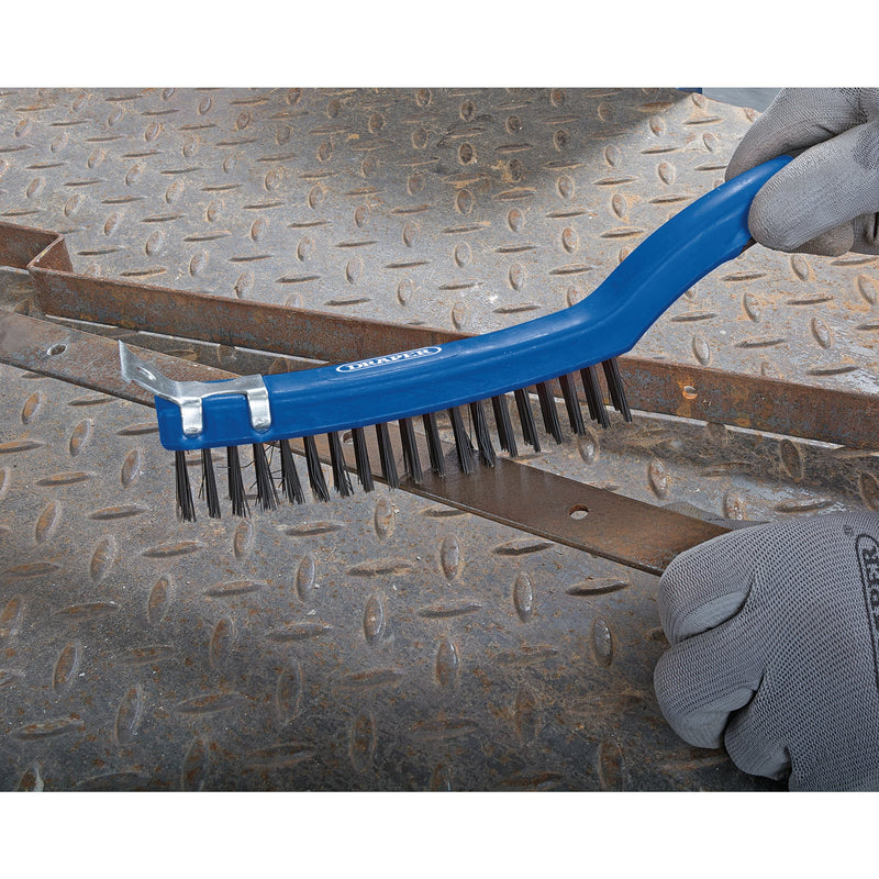 Draper 17179 3 Row Carbon Steel Wire Scratch Brush with Scraper, 350mm