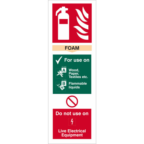 Foam Fire Extinguisher Sign - 1.2mm Recyclable Polypropylene - W300mm x H100mm