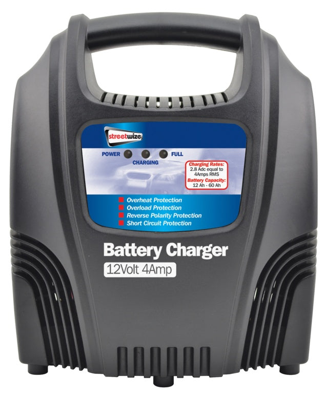 Streetwize Battery Charger - Plastic Cased 12V/4Amp
