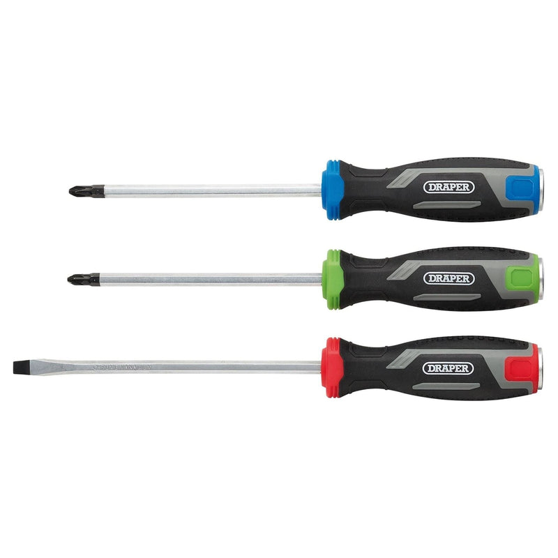 Draper Pound Thru Soft Grip Screwdriver Set (3 Piece) Draper - Town Tools