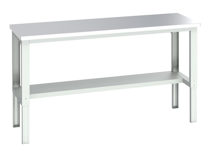 Bott Cubio Adjustable Bench with Half Shelf, Stainless Steel Top 2000 x 750mm