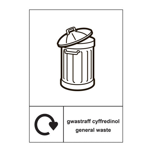 Recycling Welsh / English: General Waste - SAV (148 x 210mm)