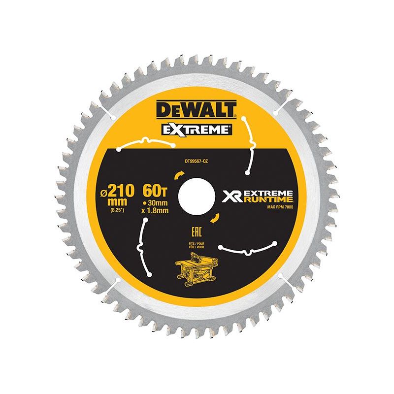 Dewalt Power Tools XR FlexVolt Table Saw Blade 210 x 30mm x 60T DeWALT Power Tools - RockBottom Northampton