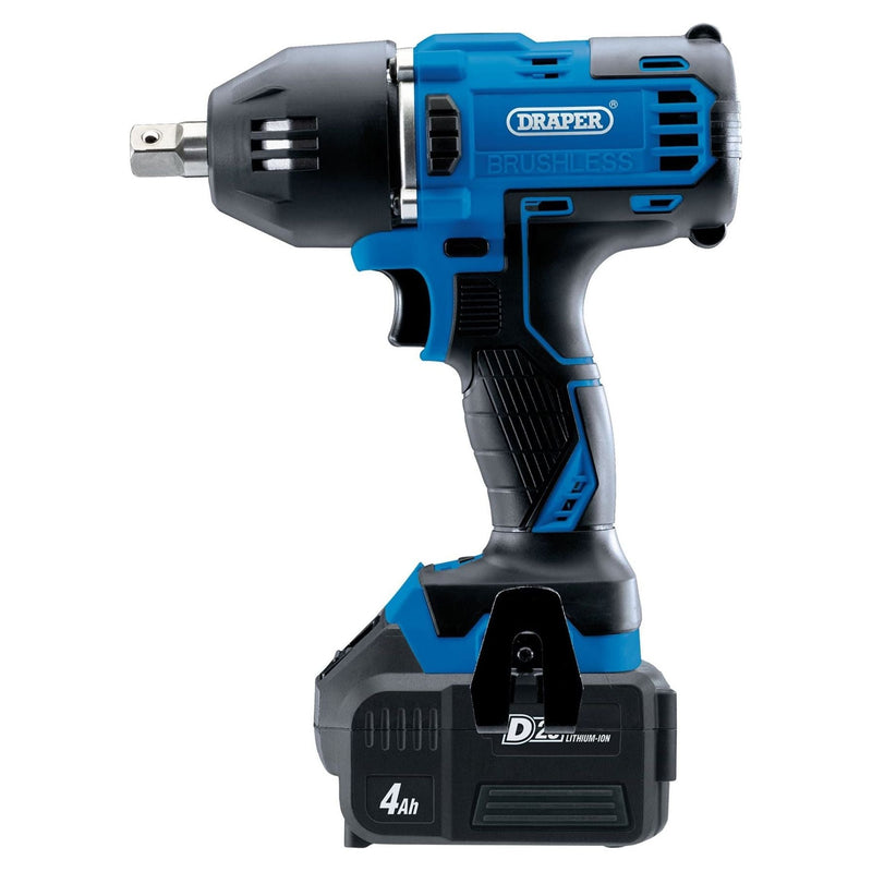Draper D20 20V Brushless Mid-Torque Impact Wrench, 1/2" Sq. Dr., 400Nm, 2 x 4.0A Draper - Town Tools 