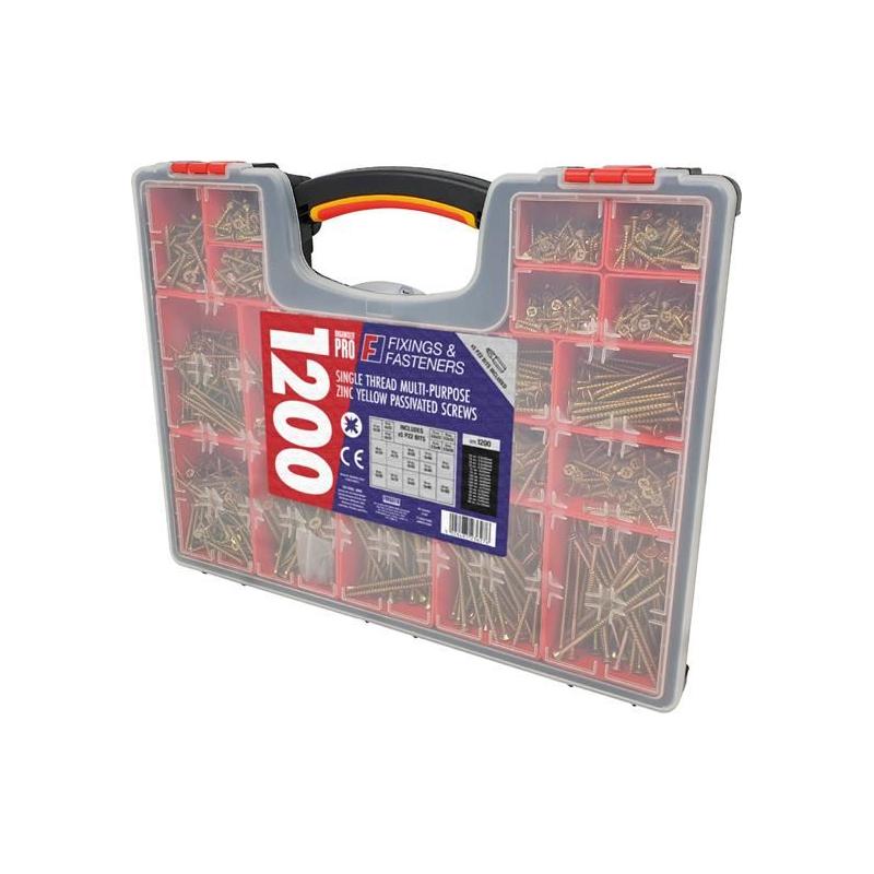 Forgefix Organiser Pro Multi-Purpose Wood Screw Kit, 1200 Piece ForgeFix - RockBottom Northampton