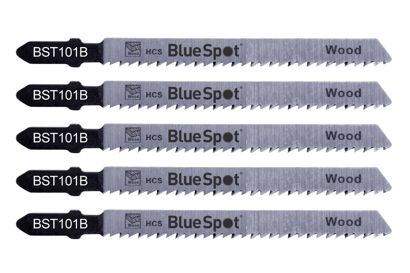 Blue Spot Tools 5 PCE HCS Clean Cut Jigsaw Blades For Wood (10 TPI)
