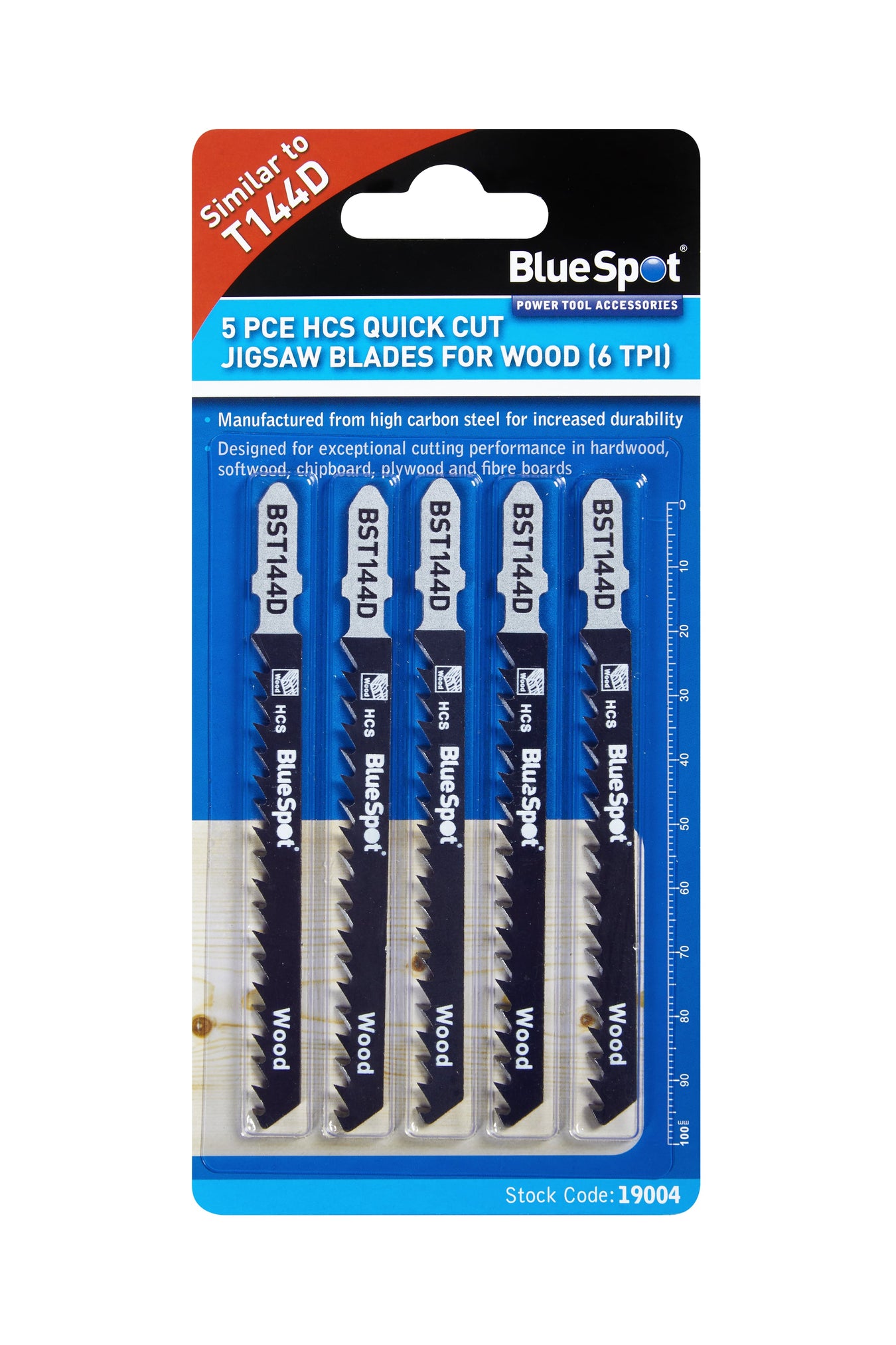Blue Spot Tools 5 PCE HCS Quick Cut Jigsaw Blades For Wood TPI
