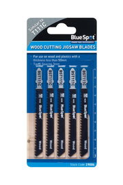 Blue Spot Tools 5 PCE HCS Quick Cut Jigsaw Blades For Wood TPI