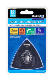 Blue Spot Tools 80mm Multi-Tool Sanding Plate Including 6 PCE Mixed Sheets