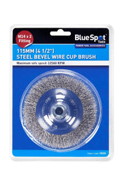 Blue Spot Tools 115mm (4 1/2") M14 x 2 Steel Bevel Wire Cup Brush