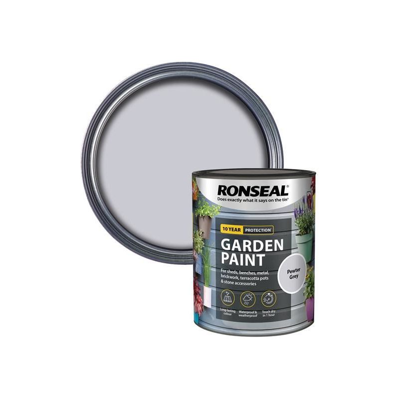 Ronseal Garden Paint Pewter Grey 750ml Ronseal - RockBottom Nothampton