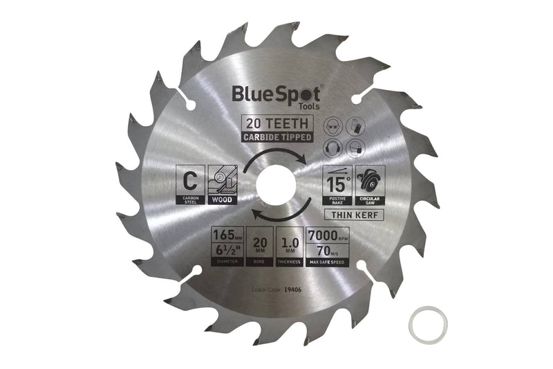 Blue Spot Tools 165mm x 20mm Circular Saw Blade (20 Teeth)