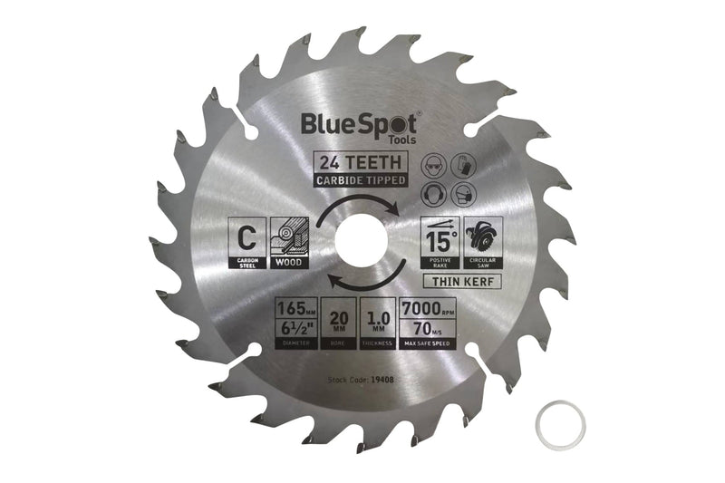Blue Spot Tools 165mm x 20mm Circular Saw Blade (24 Teeth)