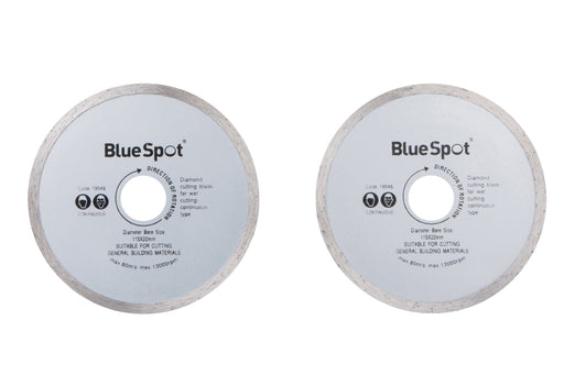 Blue Spot Tools 2 PCE Continuous Rim 115mm (4.5") Diamond Discs