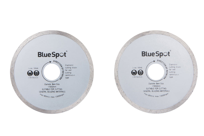 Blue Spot Tools 2 PCE Continuous Rim 115mm (4.5") Diamond Discs