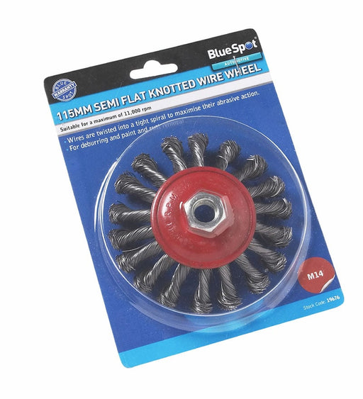 Blue Spot Tools 115mm (4.5") M14 Semi-Flat Twist Knot Wire Wheel Brush