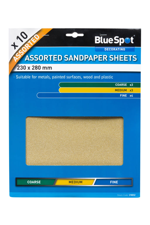Blue Spot Tools 10 PCE Assorted Sandpaper Sheets