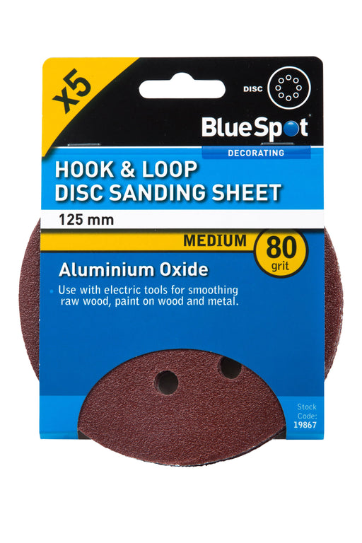 Blue Spot Tools 125mm 5 Pack Sanding Disc