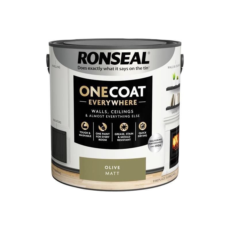 Ronseal One Coat Everywhere Interior Paint Olive Matt 2.5 litre Ronseal - RockBottom Nothampton
