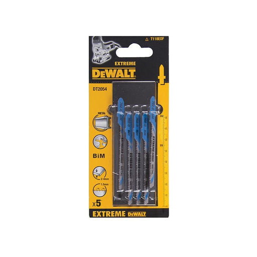 Dewalt Power Tools HSS Metal Cutting Jigsaw Blades Pack of 5 T118EOF DeWALT Power Tools - RockBottom Northampton