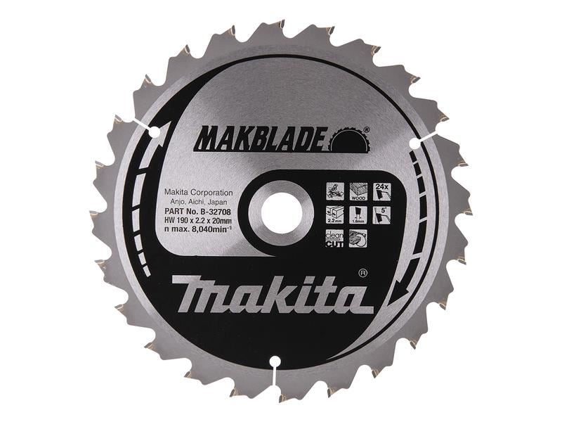 Makita B-32708 MAKBLADE Mitre Saw Blade 190 x 20mm x 24T Makita - RockBottom Northampton 