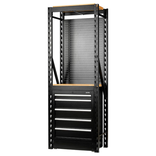 Bunker 13 Piece Modular Storage Combo 2 Tier Racking with Hardwood Shelving, Pegboard and Floor Cabinet, 750mm Draper - Town Tools