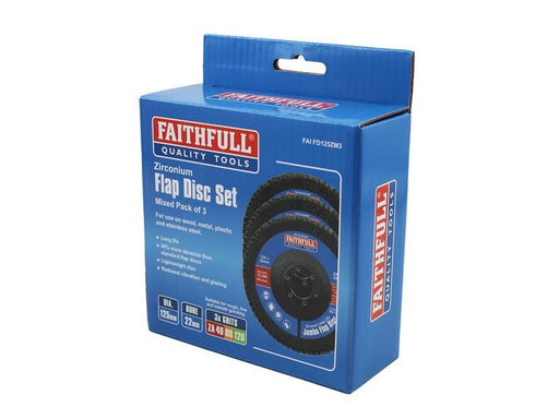 Faithfull Zirconia Abrasive Jumbo Flap Disc 125 x 22mm Mixed Grit (3 Pack) Faithfull - RockBottom Northampton